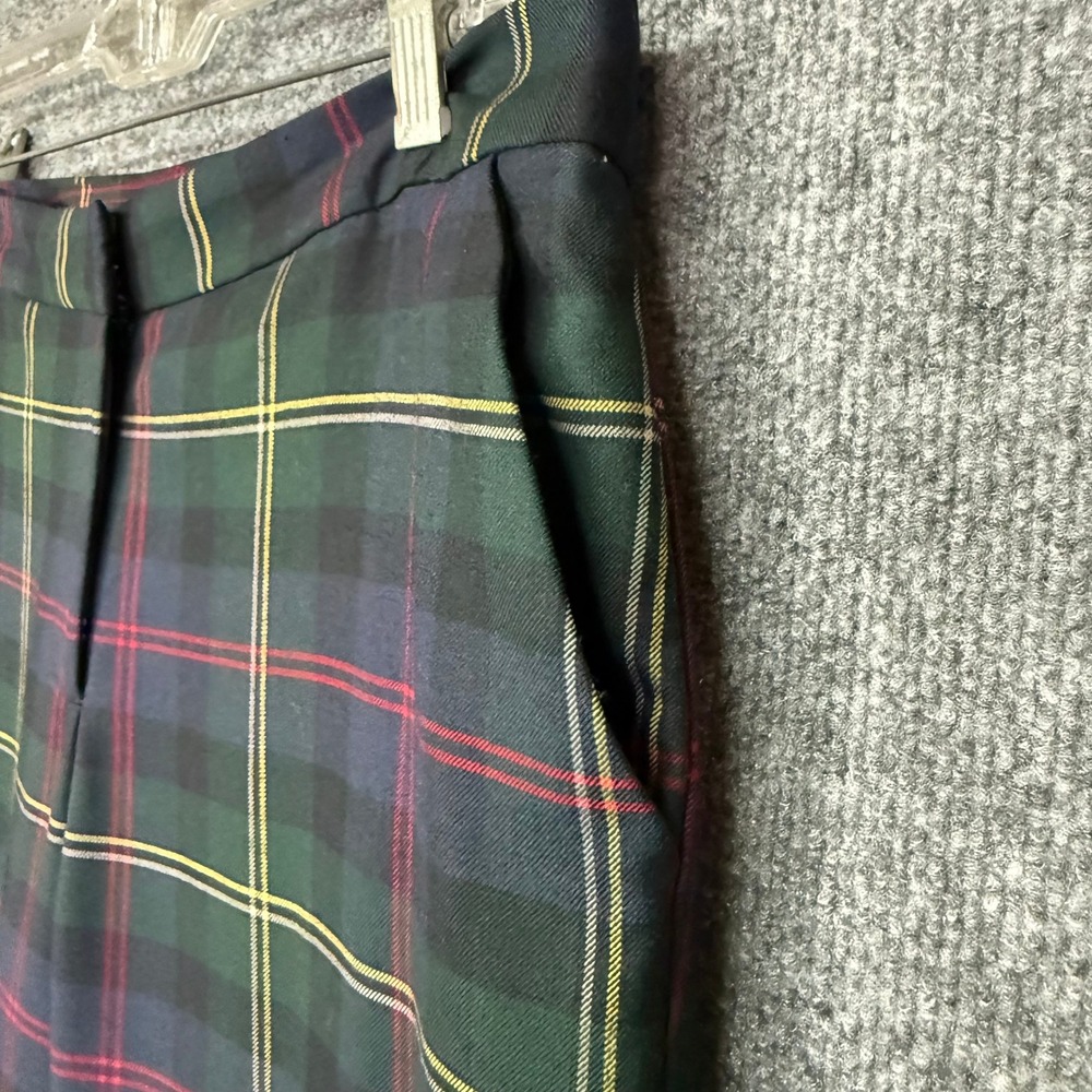 Talbots Hampshire Pants Womens 8 Green Plaid Wool Blend Straight Leg Fully Lined - Picture 5 of 16